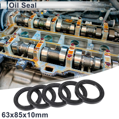 Oil Seal 63x85x10mm NBR Rubber Black 5 Pcs