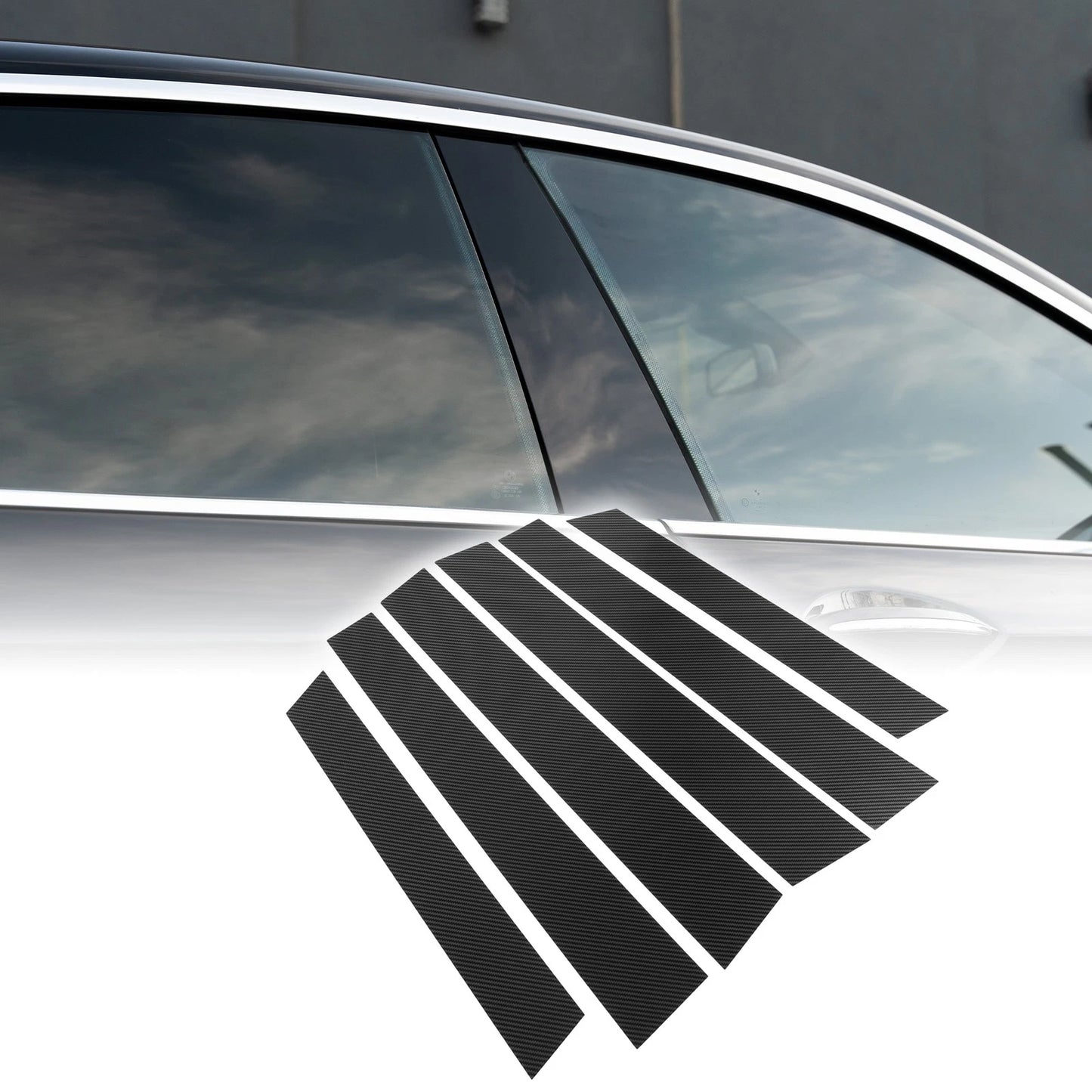 6pcs Black Carbon Fiber Car Pillar Window Trim Cover for Honda CR-V (2007-2011)