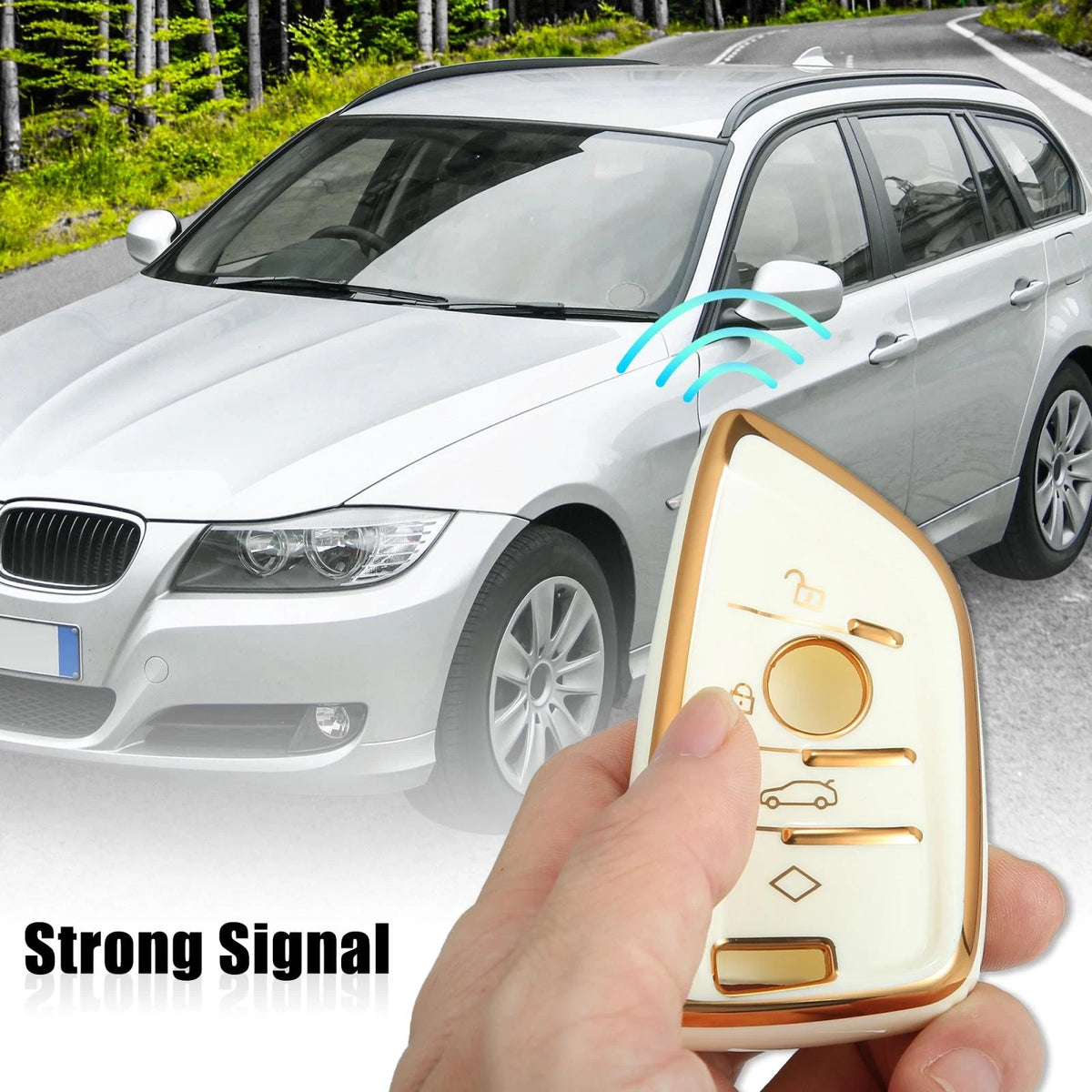 Key Fob Remote Control for BMW 1 2 3 5 6 7 Series X1 TPU Keychain White