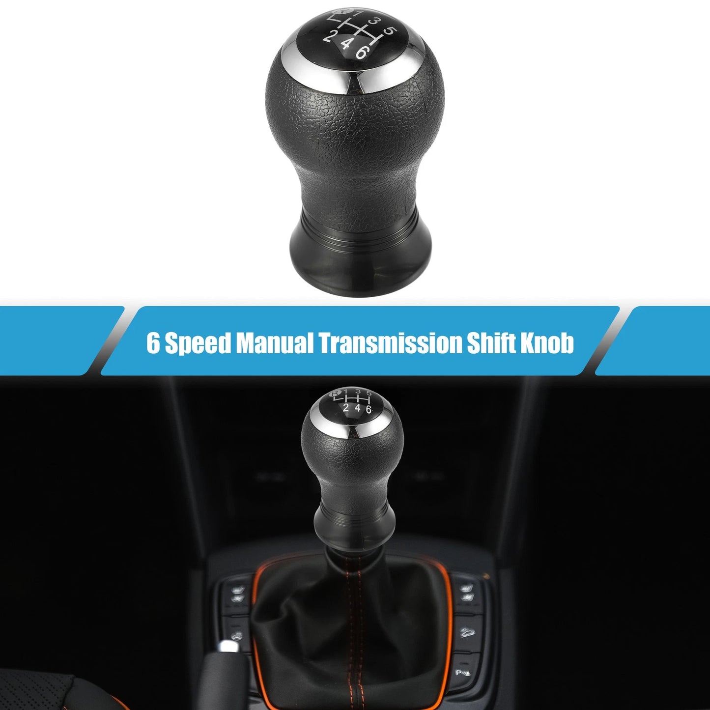 6 Speed Manual Shift Knob for Toyota Yaris (2005-2010) Black Plastic