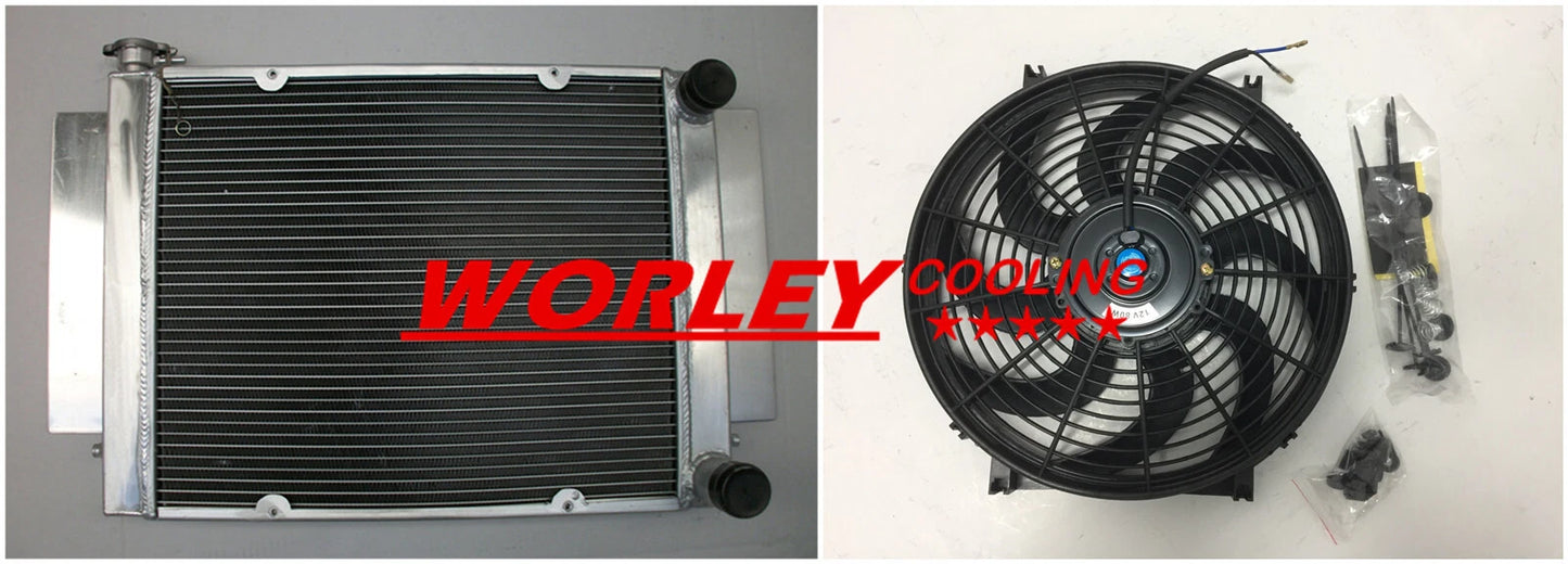 44mm Alloy Radiator + Fan for Mazda RX2 RX3 RX4 RX5 RX7 (1970-1985)
