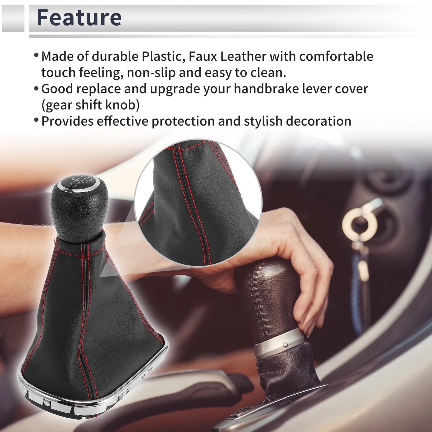 Gear Shifter Knob with Cover for Chevrolet Cruze Faux Leather (2010-2015)