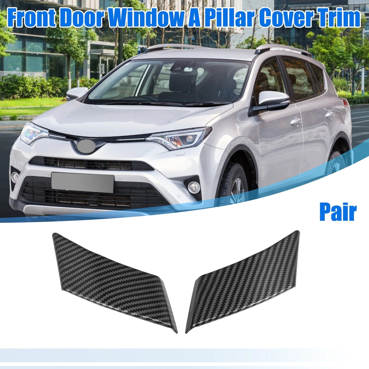 Carbon Fiber Front Door A-Pillar Cover Trim Pair for Toyota RAV4 (2019–2023)