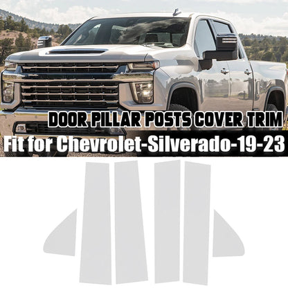 Silver Pillar Posts Window Trim 6X for CHEVY Silverado GMC Sierra 1500 (2019-2024)