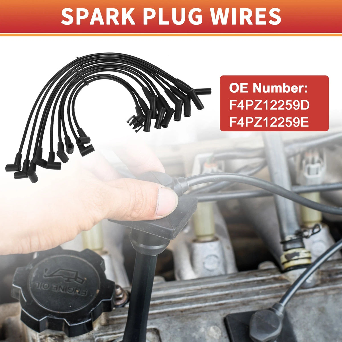 9 Pcs Spark Plug Wire Ignition Coil Cables for Ford F-150 V8 5.0L (1997-2003)