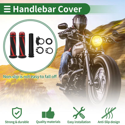 7/8" 22mm Motorcycle Hand Grips Rubber Black Red for Make Model