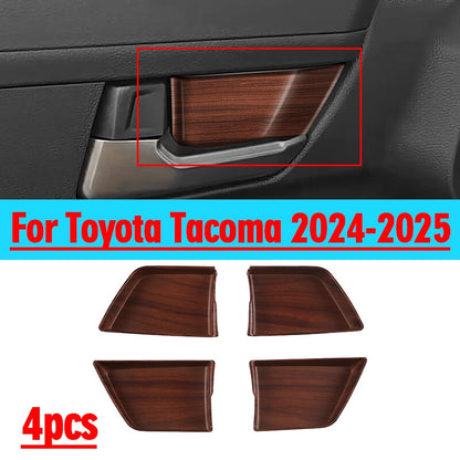 Wood Grain Inner Door Handle Bowl Cover Frame 4x for Toyota Tacoma (2024–2025)
