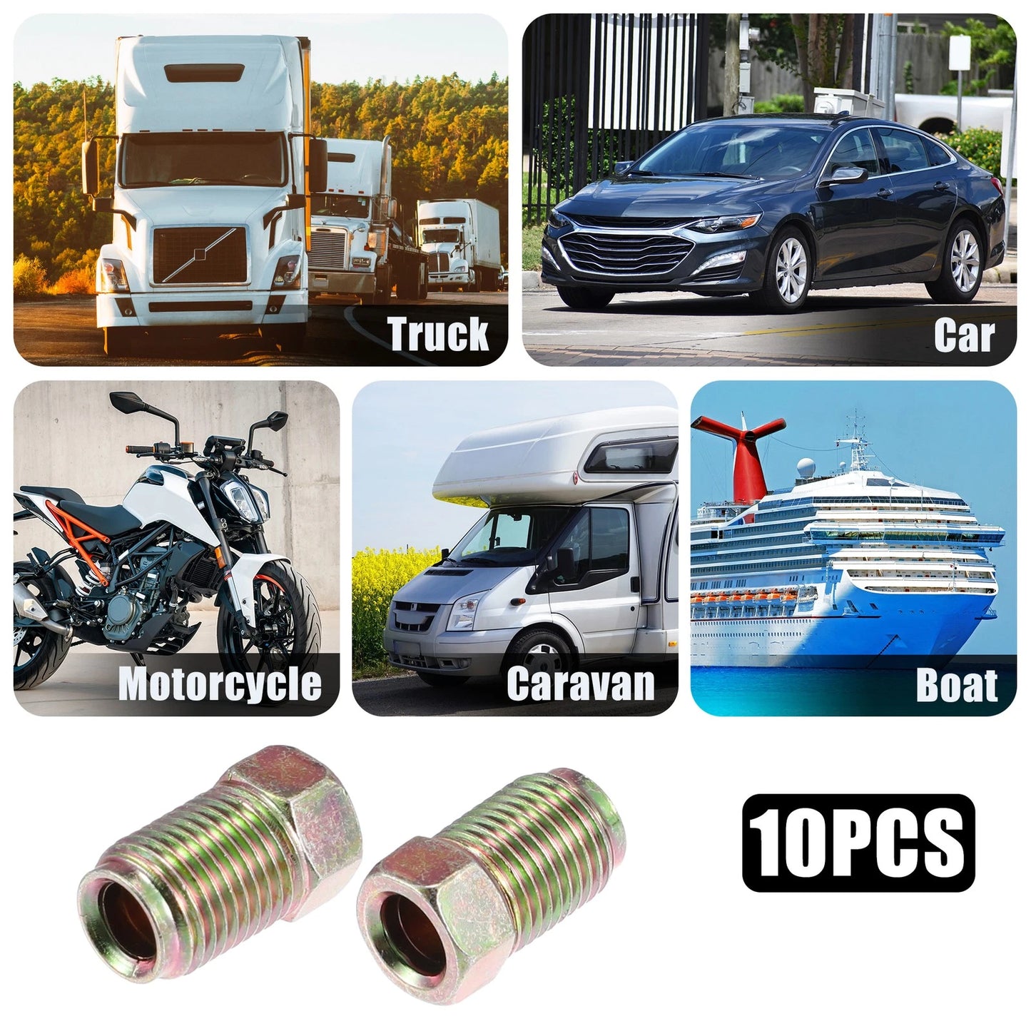 10 Pcs Motorcycle Brake Line Tube Fittings 10mmx1mm for 3/16 Brake Lines