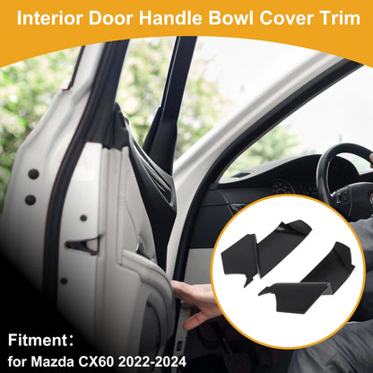 Interior Door Handle Bowl Cover Trim for Mazda CX60 (2022-2024) Black