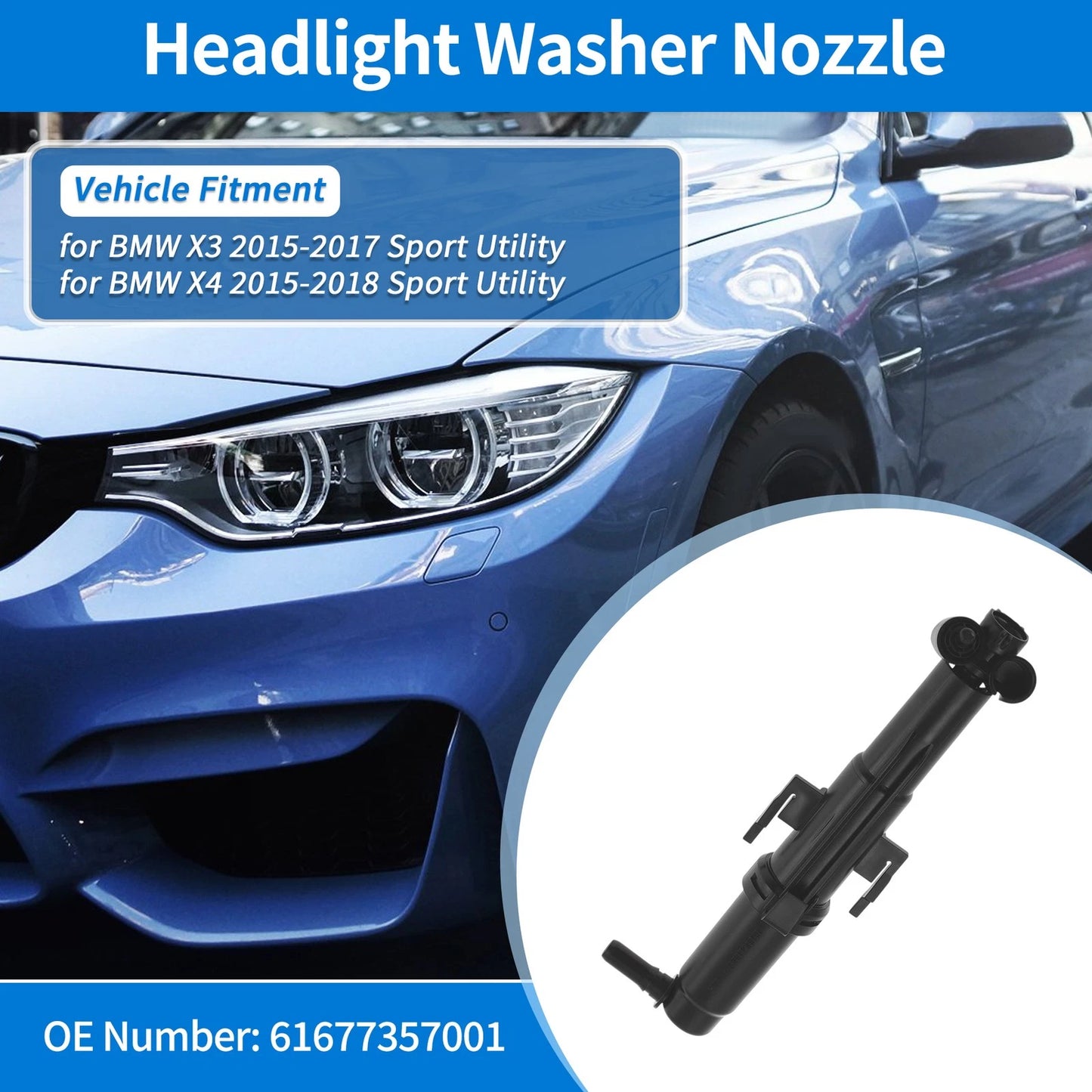Left Passenger Side Headlight Washer Nozzle for BMW X3 Sport