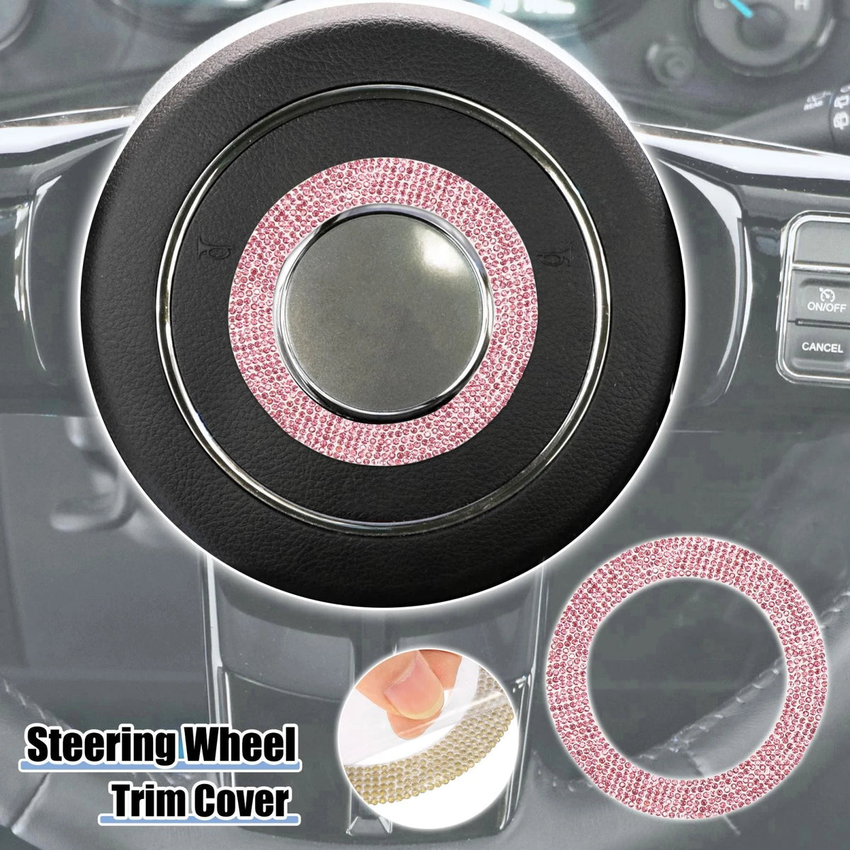 Pink Car Interior Steering Wheel Cap Trim Ring for Jeep Wrangler (2007-2023)