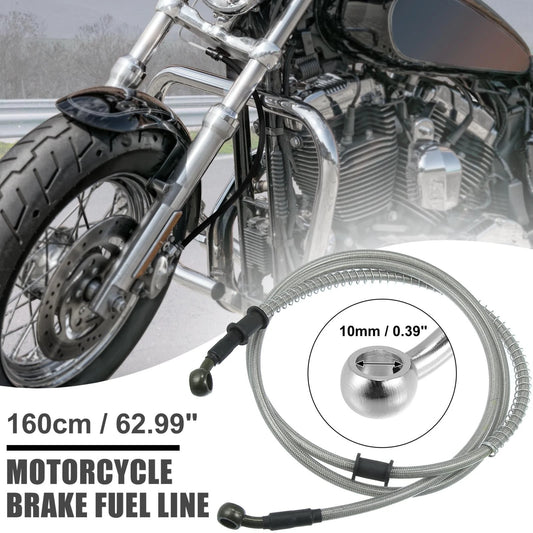 160cm Braided Brake Clutch Oil Hose Silver Tone for Motorcycle