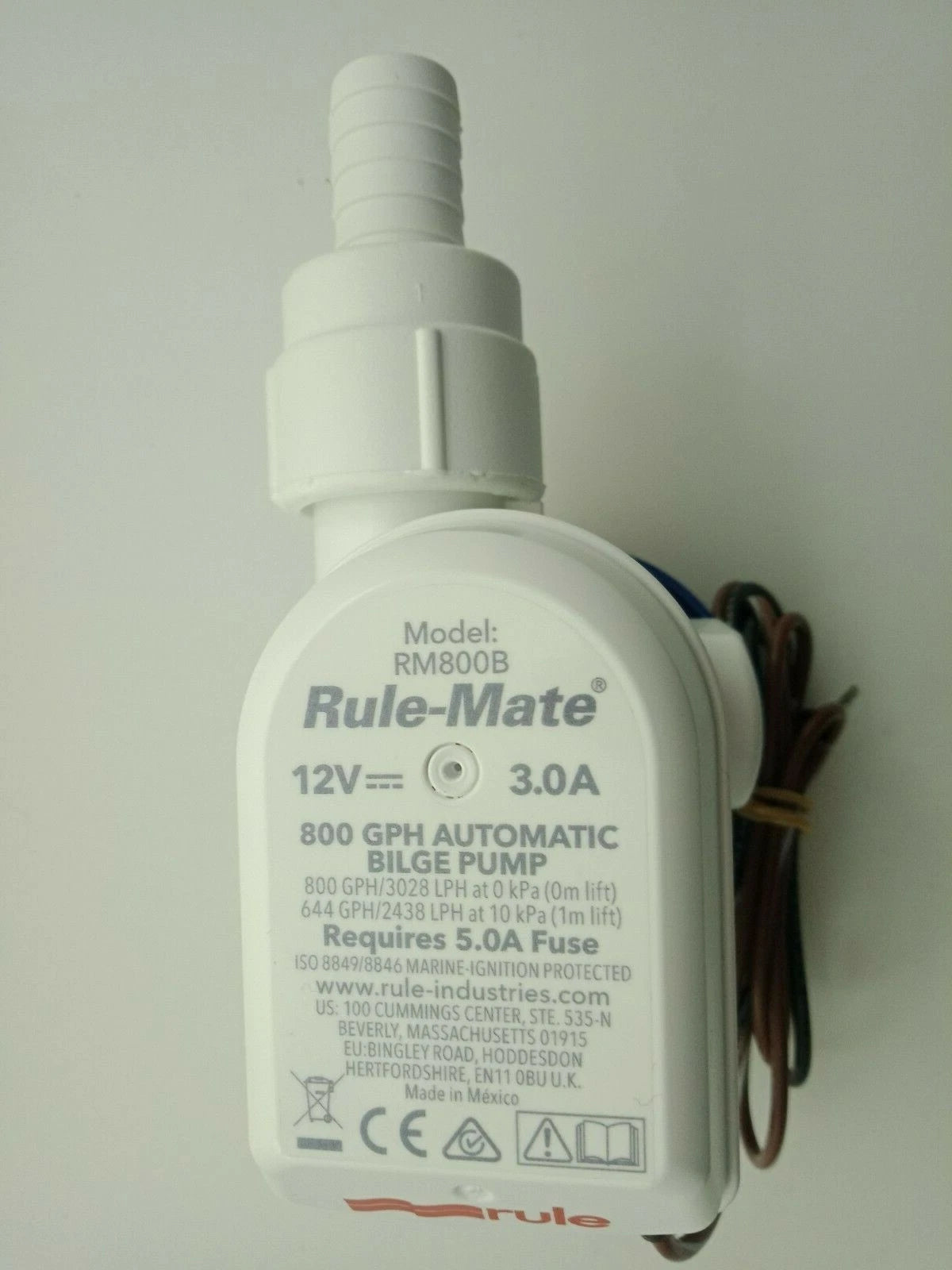 Automatic Bilge Pump 800 GPH 3/4" Outlet for Rule Mate 12V Models