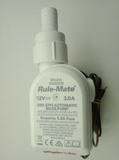 Automatic Bilge Pump 800 GPH 3/4" Outlet for Rule Mate 12V Models