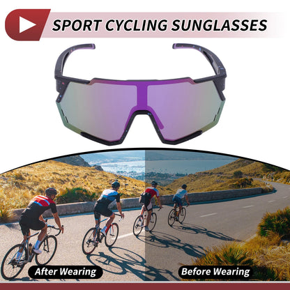 Motorcycle Riding Goggles Purple Lens Black Frame Sunglasses