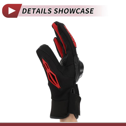 1 Pair Motorbike Gloves Heat Dissipation Gloves Full Finger Black Red Polyester