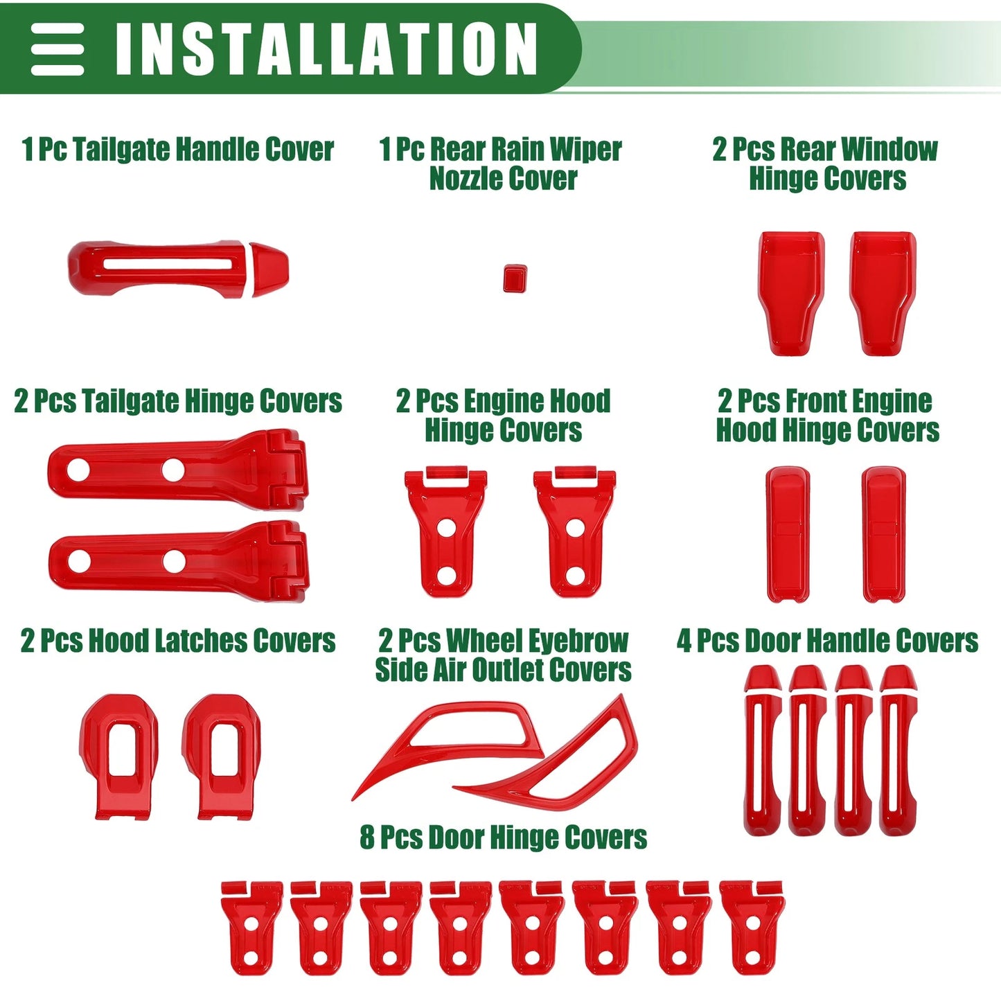 26 x Exterior Trim Kit for Jeep Wrangler JL JLU (2018-2022)