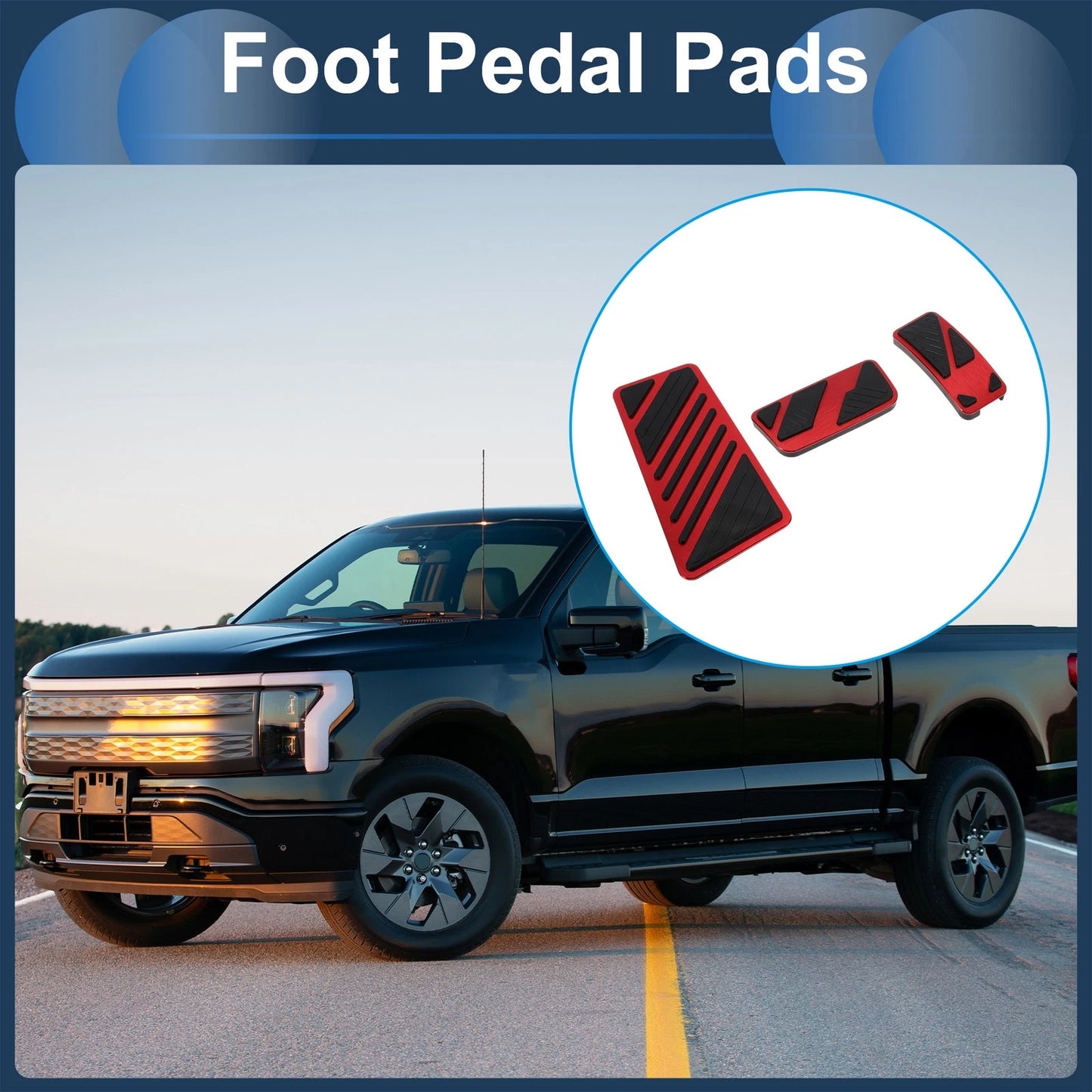 3 x Automatic Foot Accelerator Pedal Covers for Ford Ranger (2024) Red