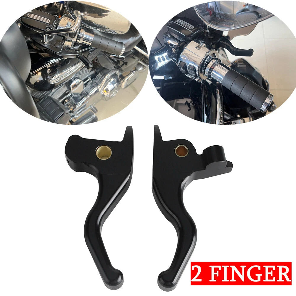 Black Brake & Clutch Hand Lever Set for Harley Touring, Street Glide (2008-2023)