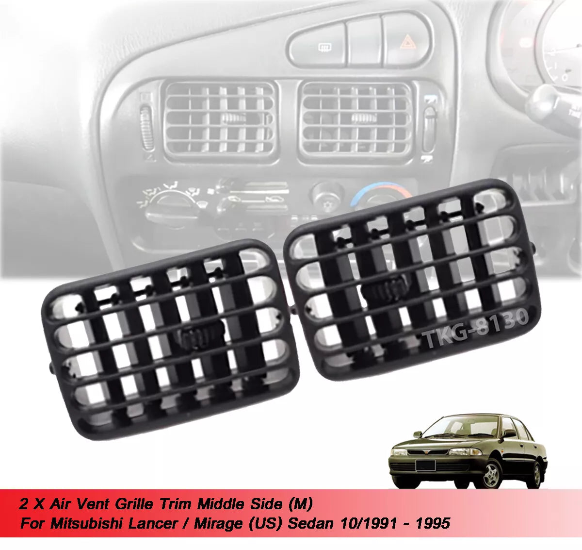 2 x Air Vent Trim for Mitsubishi Lancer (1991-1995)