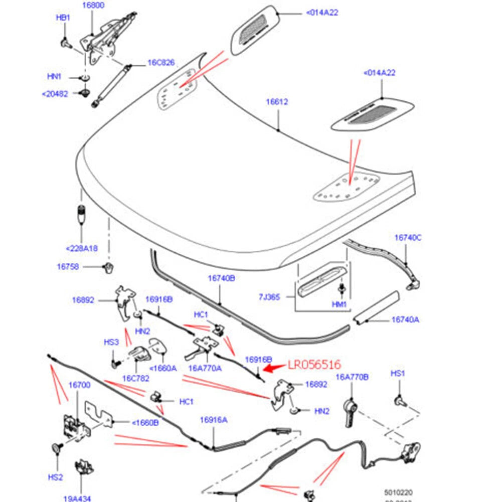 Hood Latch Release Control Cable for Land Rover Range Rover Sport (14-18)