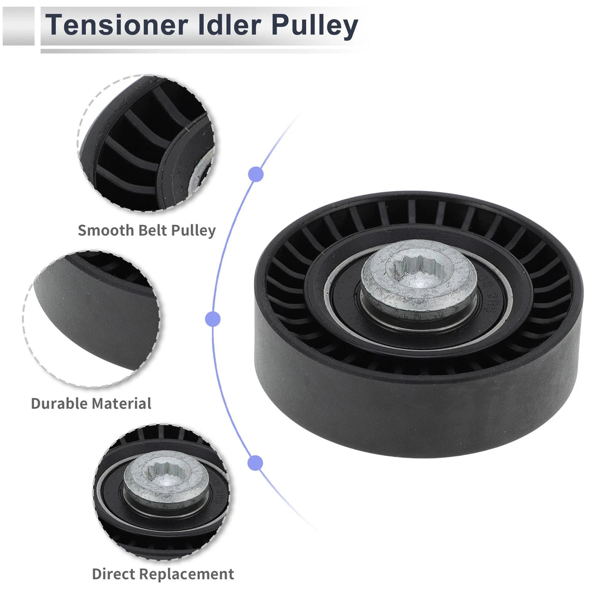 Drive Belt Idler Pulley 1 Pcs Black for Porsche Cayenne (2020 - 2024)