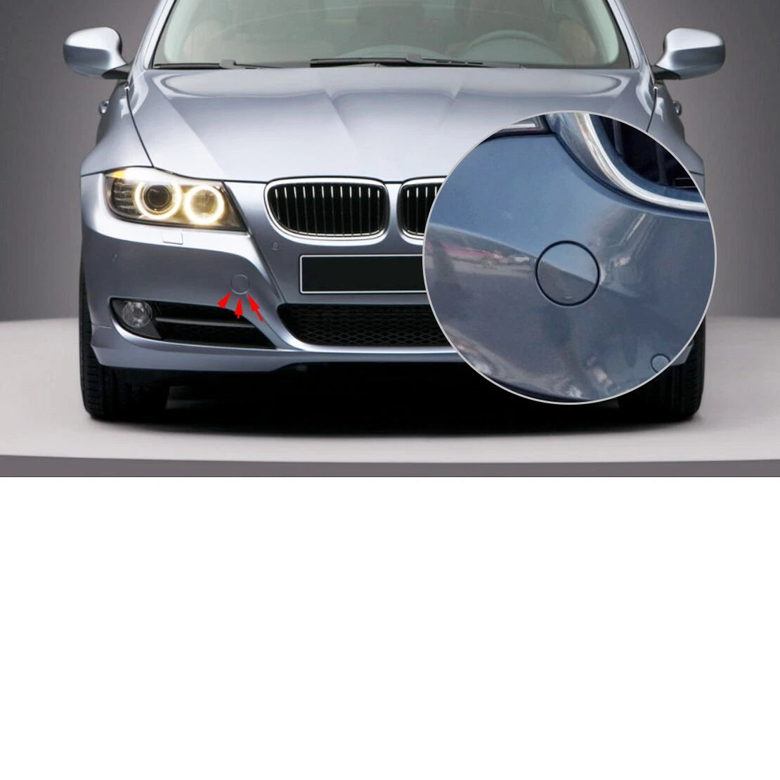 Grey Front Bumper Tow Hook Covers for BMW E90 E91 (2007-2013)