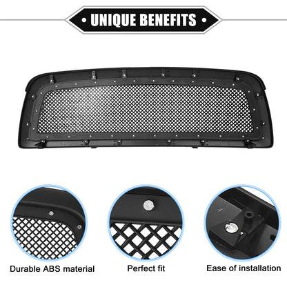 Front Grille Assembly with Rivet for Dodge Ram 1500 Matte Black (2011 - 2012)