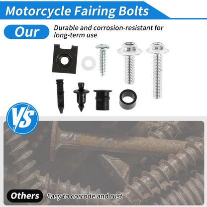 Windshield Bolts for Kawasaki Yamaha Stainless Steel Rubber Silver Tone