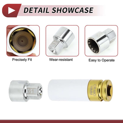 Wheel Lock Lug Nut 15 Teeth Anti-theft Key Socket for Porsche Cayenne