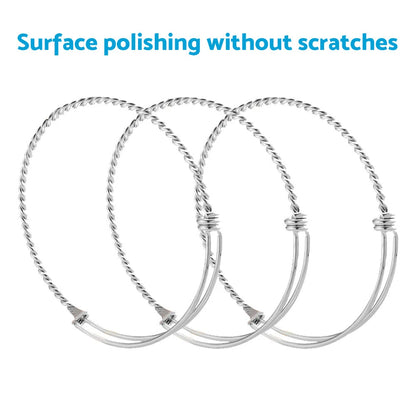 10 x Stainless Steel Adjustable 2.5" Bangle Bracelets for Jewelry Making