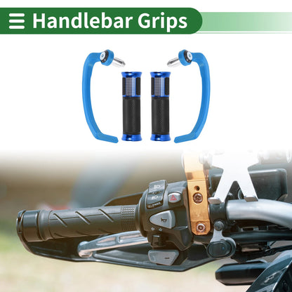 Hand Grips Cover Kit for Motorcycle Aluminum Alloy Rubber Blue