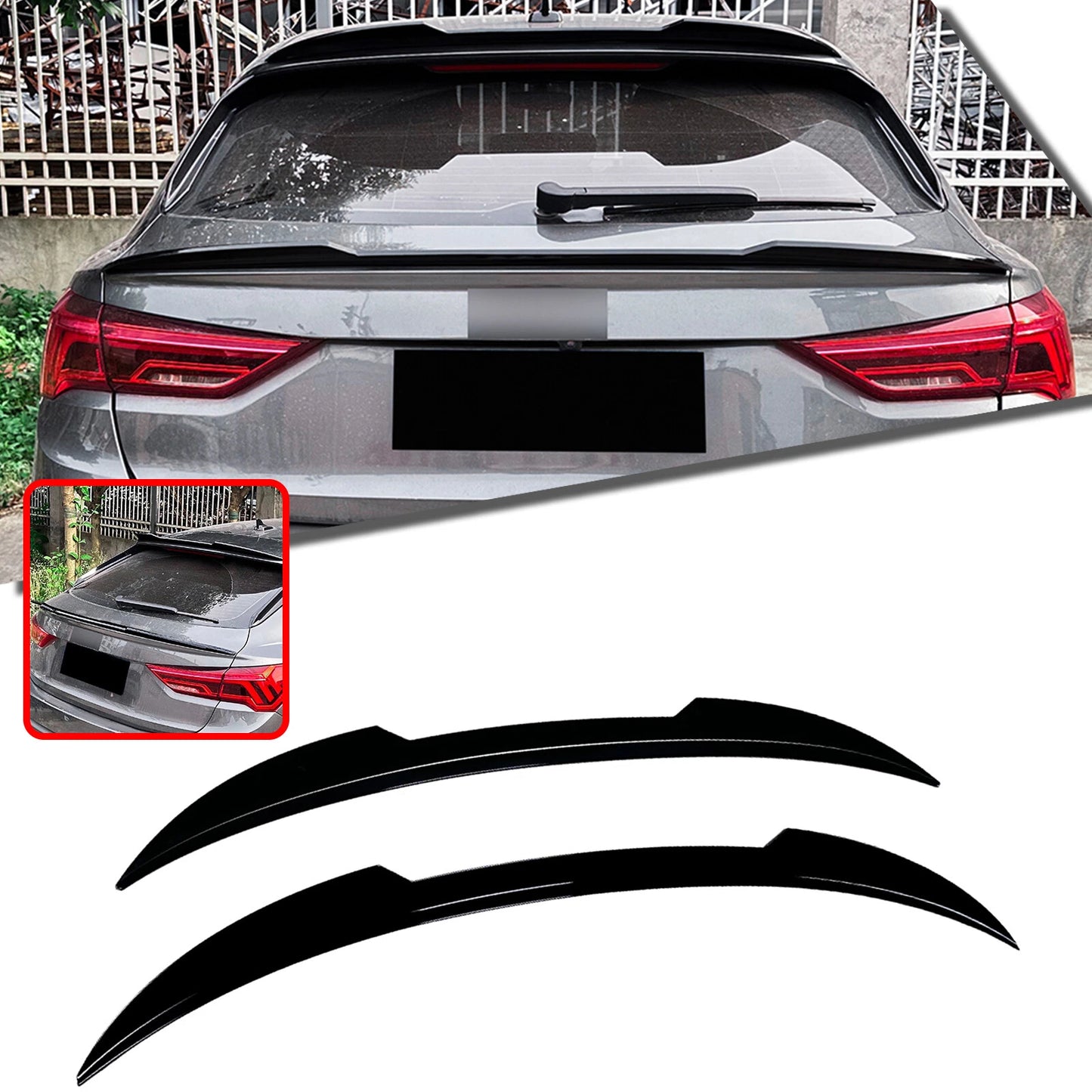 1x Rear Spoiler Lip for Audi Q3 Sportback (2019-2024) Gloss Black
