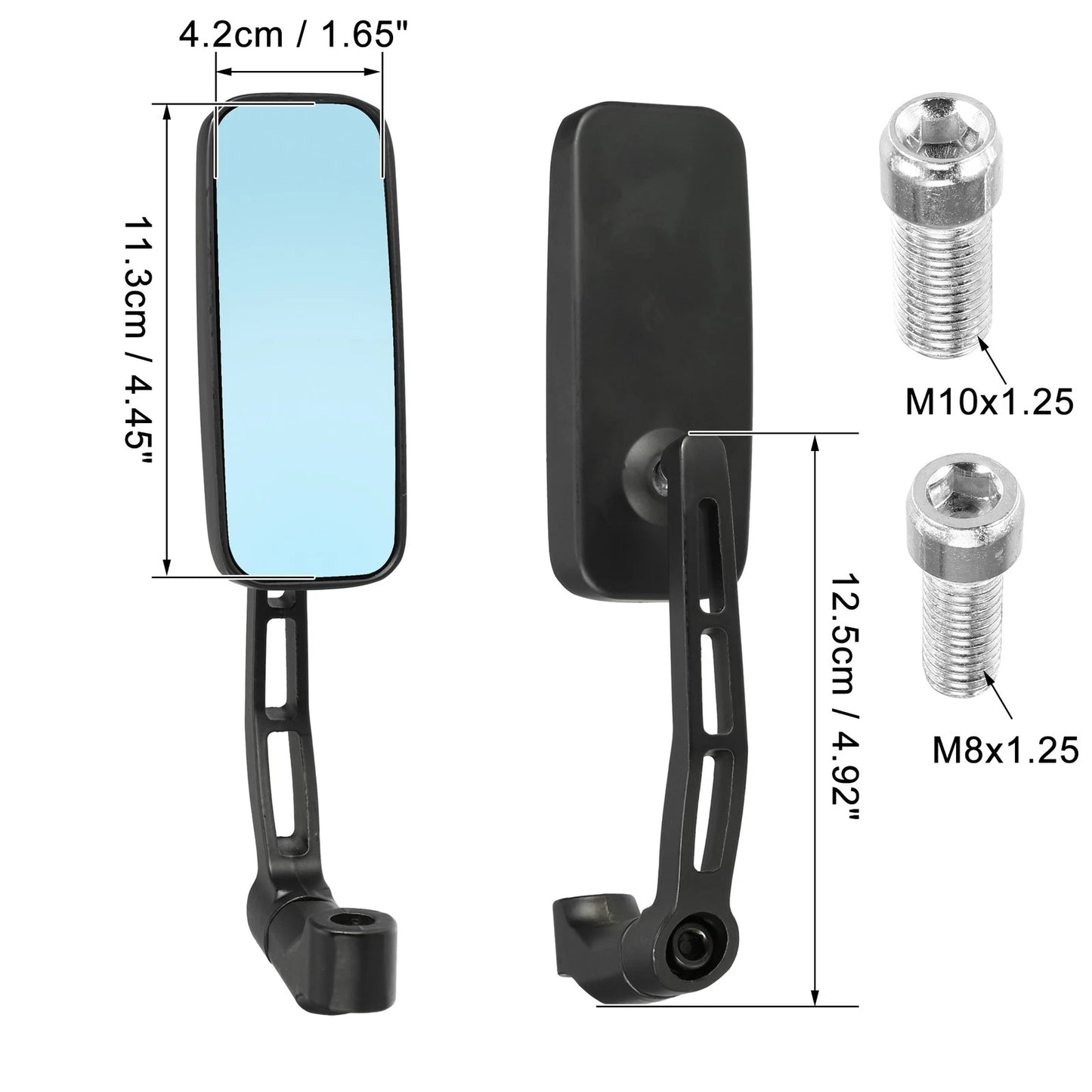 1 Set 8mm 10mm Screw Thread Rearview Mirror Black for Motorcycle