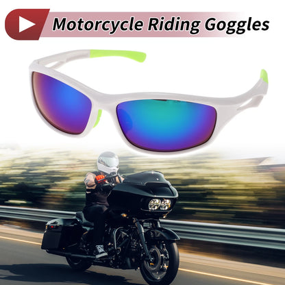 1 Pc Motorcycle Riding Goggles Green Lens White Frame for PC Cycling Sunglasses