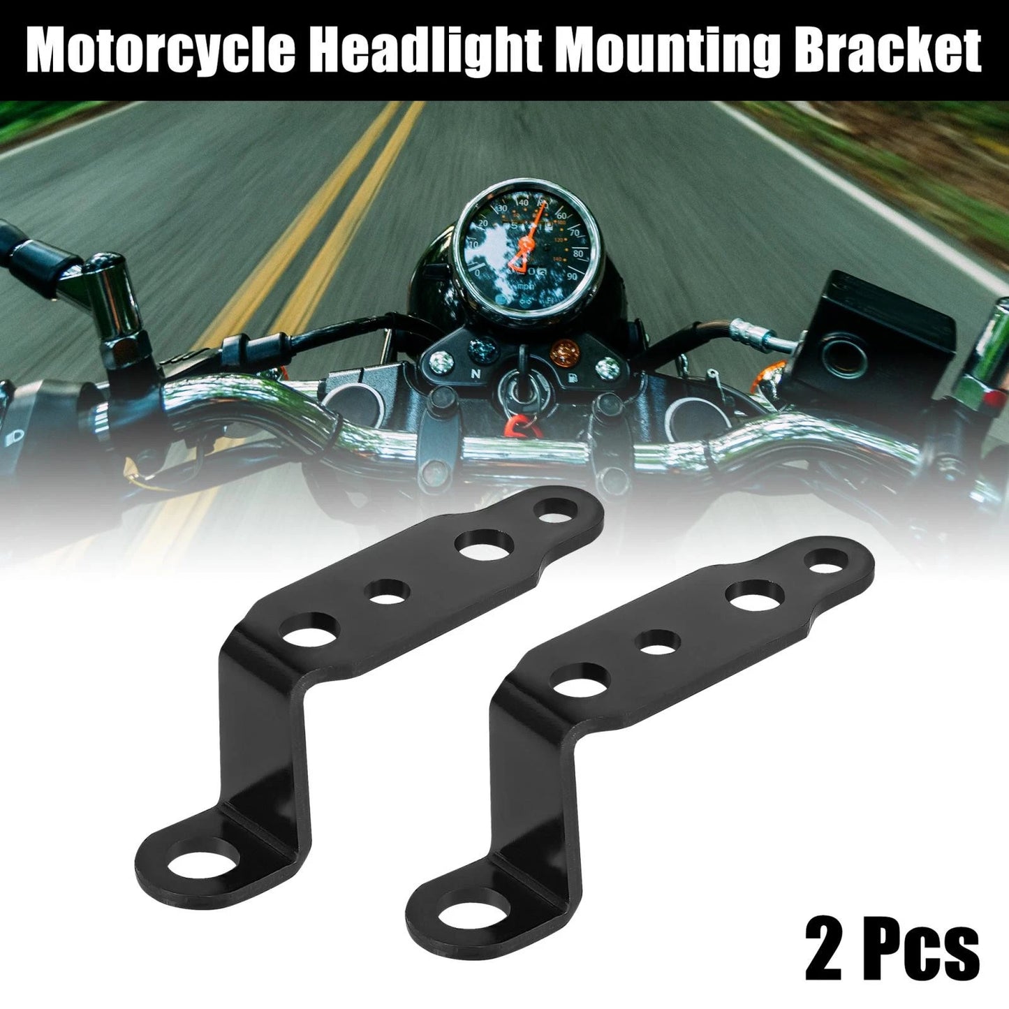 2pcs Universal Motorcycle Headlight Rearview Mirror Mounting Bracket Black