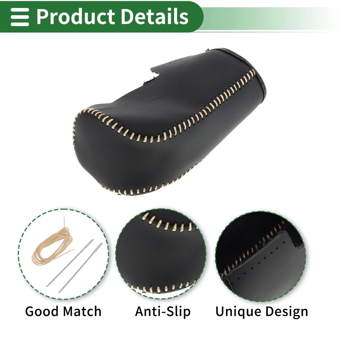 Car Gear Shift Knob Cover for Volvo S80 (2007-2012) Black Beige Faux Leather