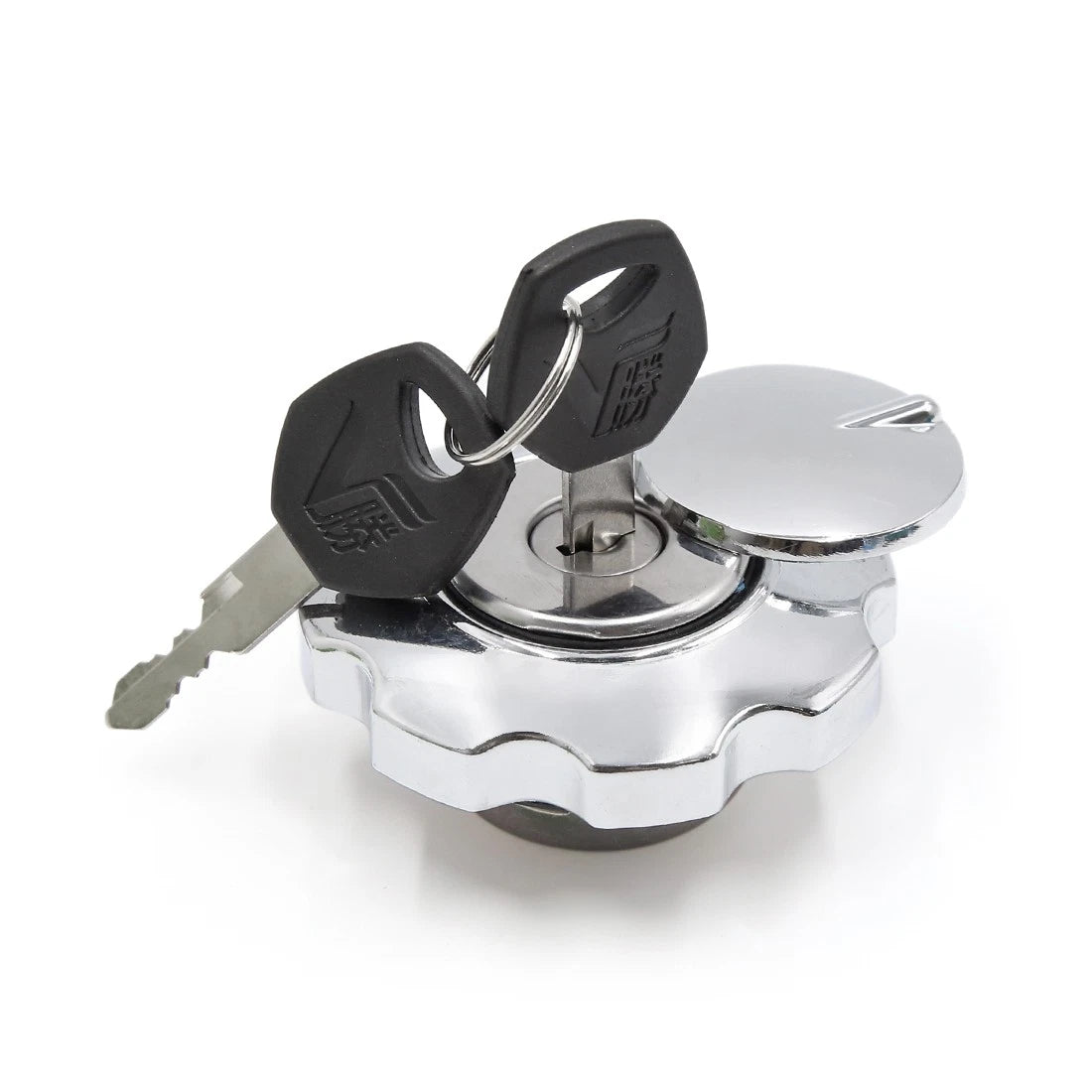 Silver Tone Metal Gas Cap Lock Cover 2 Keys for CG125