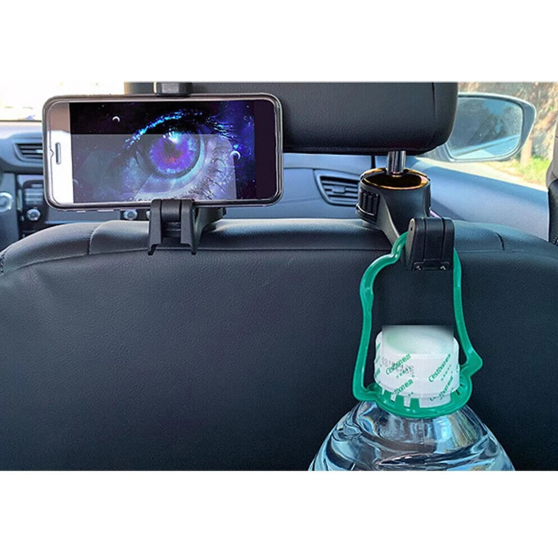 Car Seat Headrest Hook & Phone Holder Back Seat Hanger for Bag Purse