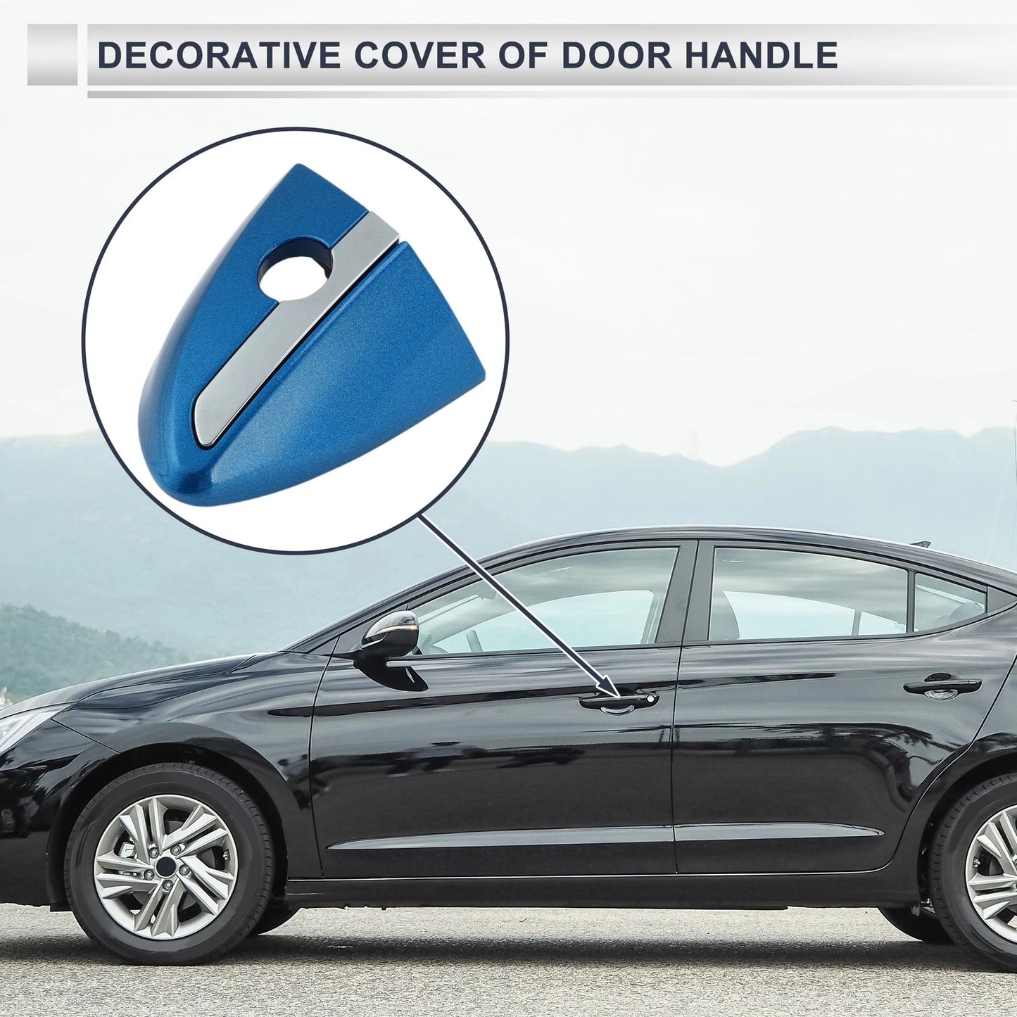 Blue Front Left Door Handle Lock Cylinder Covers for Toyota Corolla (2014–2018)
