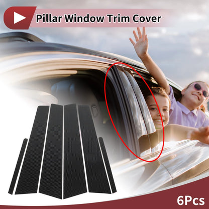 6 Pcs Door Pillar Window Trim for KIA Cerato (2014-2018) Black Carbon Fiber