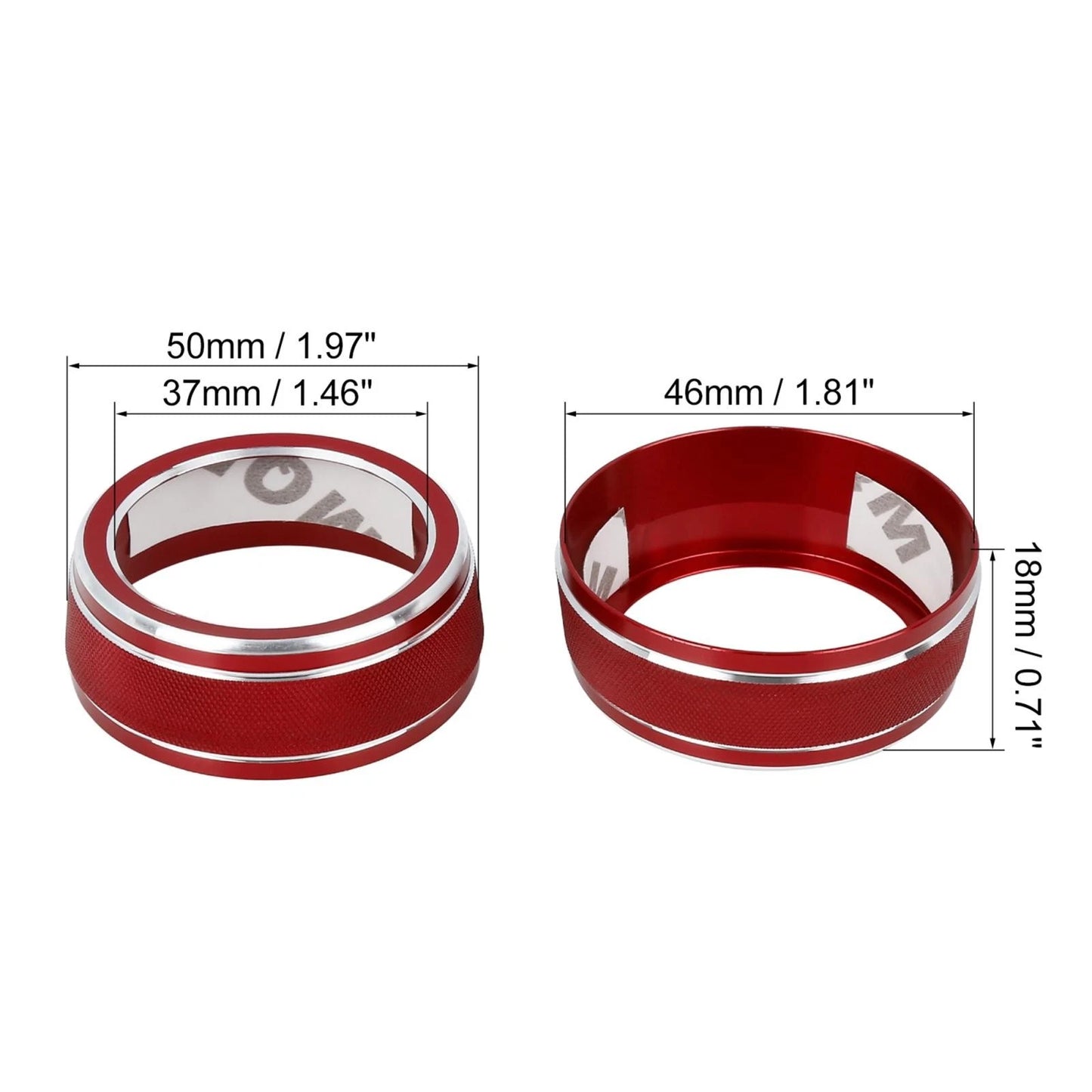 Red AC Climate Control Knob Trim Covers for Toyota RAV4 (2019-2021)