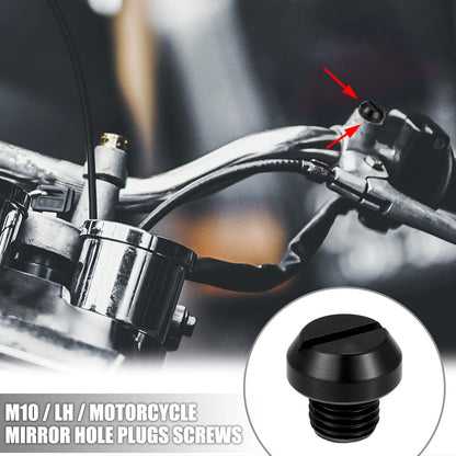 M10 Mirror Hole Plugs Screws Caps for Universal Motorcycle Negative Black