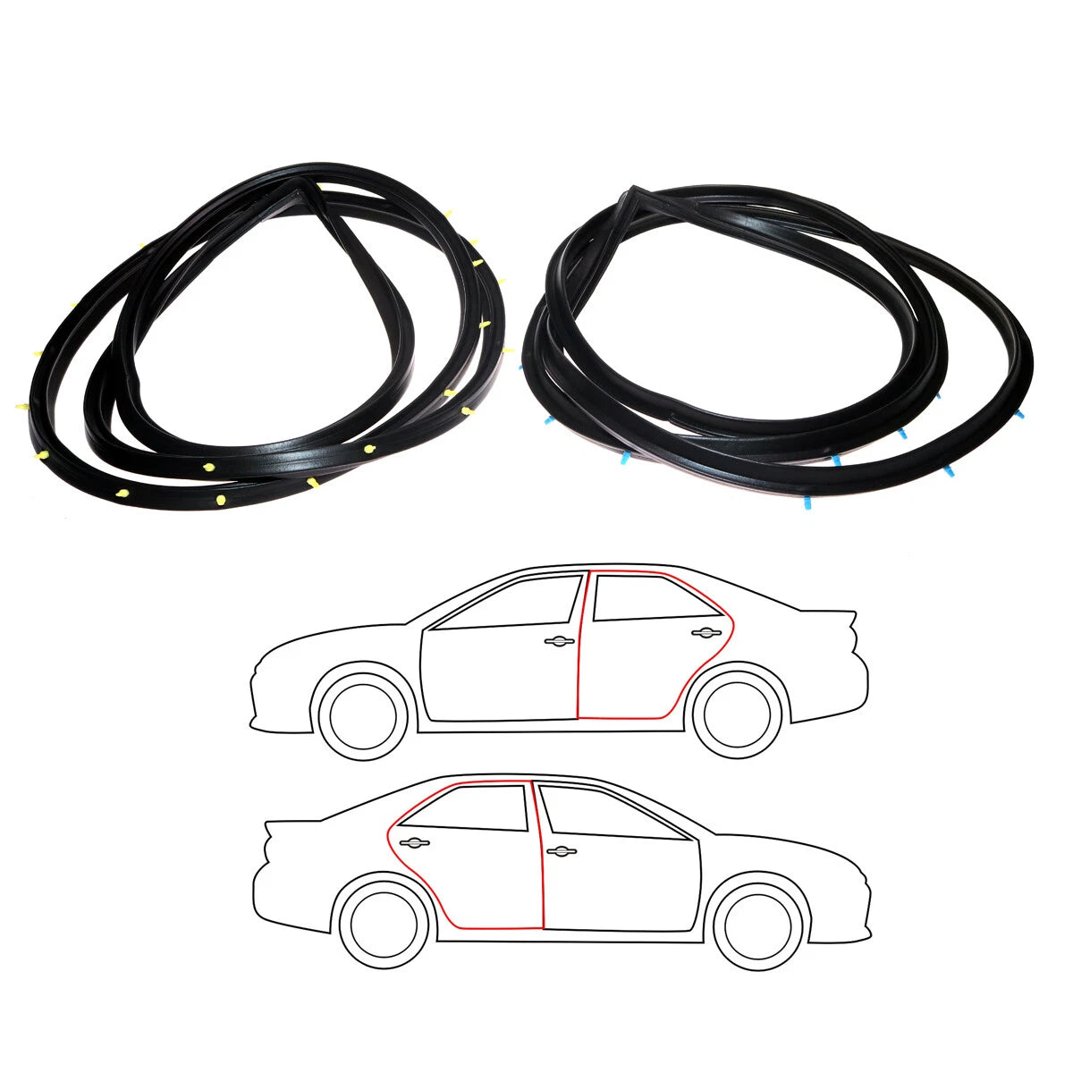 Rear Door Weatherstrip x2 for Toyota Corona 4D 1973-1979