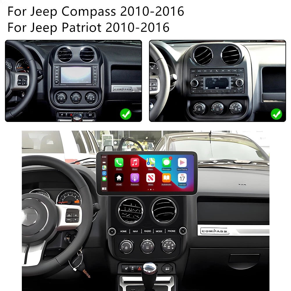 12.3'' Carplay Stereo Radio GPS for Jeep Compass Patriot (2010-2016)
