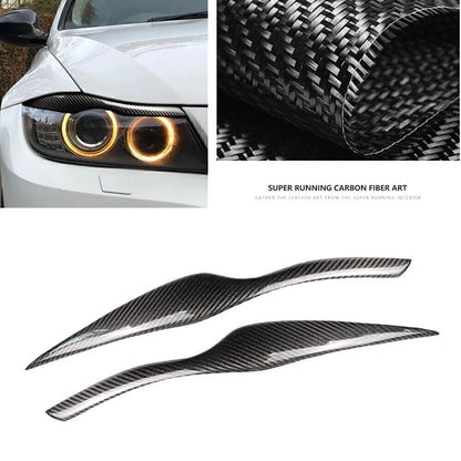 2 x Carbon Fiber Headlight Eyebrow Trims for BMW E90 E91 (2006-2011)