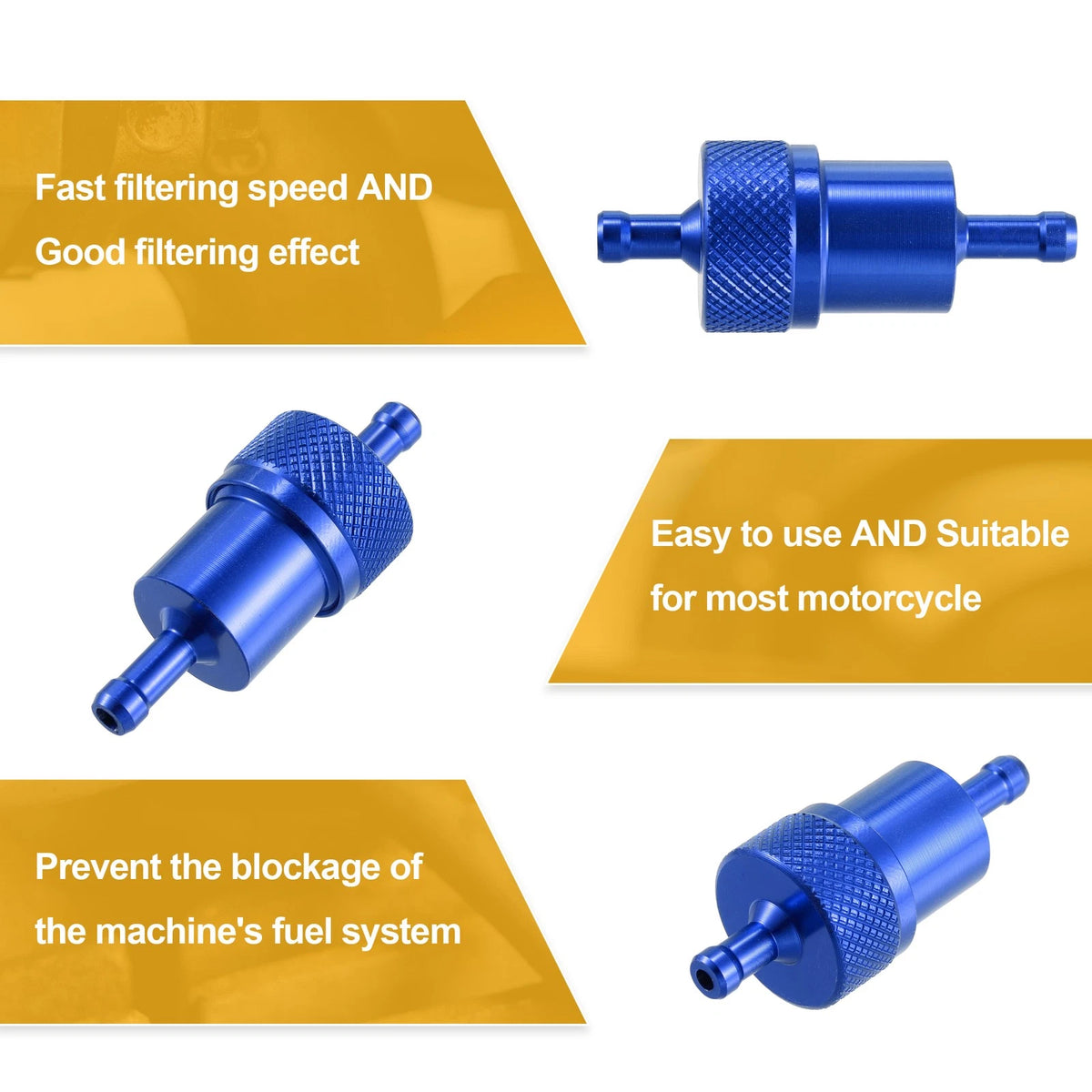 8mm Dia Hose Aluminum Alloy Fuel Filter Cleaner for Motorcycle Blue