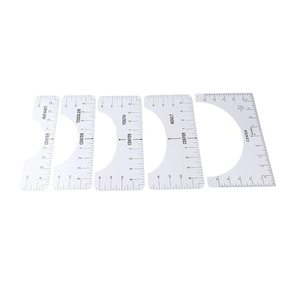 5 x T-Shirt Rulers Guide for Vinyl Alignment Placement