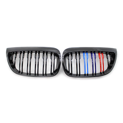 Gloss Black Double Slat M-Color Front Kidney Grille for BMW E87 1-Series (2004-07)