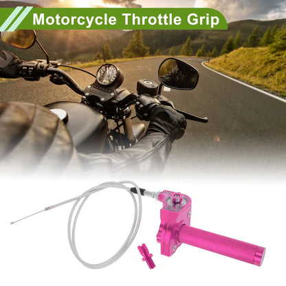 Throttle Grip 22mm CNC Aluminum Alloy Handlebar Rose Red for Motorcycle